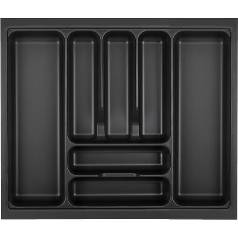 ORGA-BOX VIII Besteckeinsatz Besteckkasten 511 x 480 mm Lavagrau mit Perlstruktur für 60er Schränke in Häcker Küchen