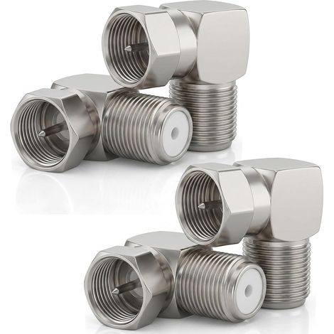 4 Adaptateur Satellite Coudé à 90°, Adaptateurs Coudé F Femelle à Mâle, Adaptateur Fiche coudée en F Câble coaxial (1/5)