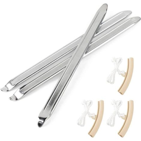 ALLIANDIS3pcs Demonte Pneu 25cm Outil Levier de Pneu en Acier Au Manganèse avec 3 Jantes Protecteurs Outils de Réparation Décapant de Pneu Outil Pneumatique Levier Manuel pour Moto Auto Trottinette Vé (1/4)