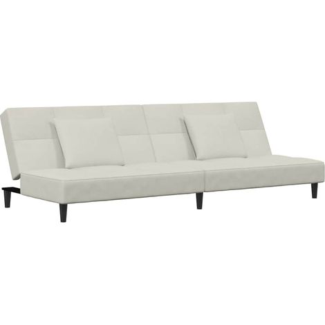 Maison Exclusive - Schlafsofa 2-Sitzer mit 2 Kissen Creme Samt (1/5)