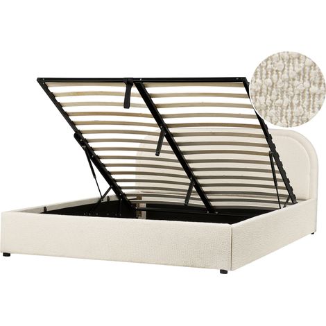 Cama moderna con almacenaje de bouclé beige claro 140 x 200 cm Quillien (1/5)