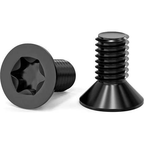 Lot de 100 vis à tête fraisée M3 x 6 mm, M3 Torx en acier inoxydable 304, vis à tête fraisée avec six pans creux/Torx (ISR/TX) selon la norme 14581 / DIN 965, pour machines, meubles (noir) (1/5)