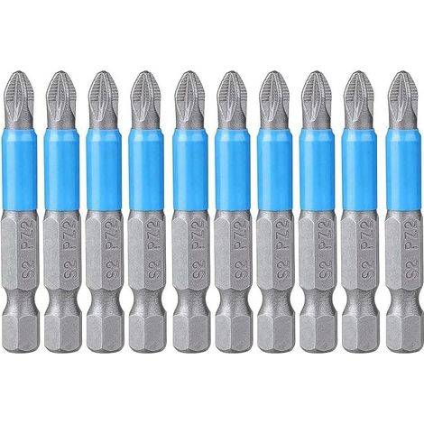 PZ2 screwdriver bits, 1/4" Pozi magnetic bit set in steel for screwdrivers, 50 mm length (1/5)