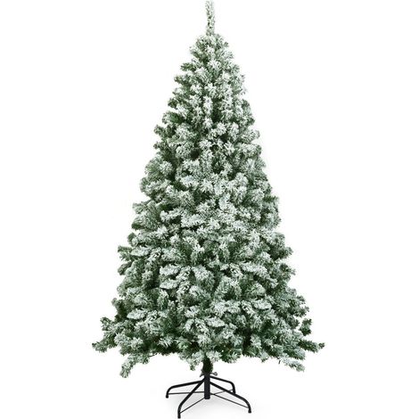 Arbre de noël artificiel 180 x 100 x 100 cm pliable et stable ambiance cosy en pvc enneigé