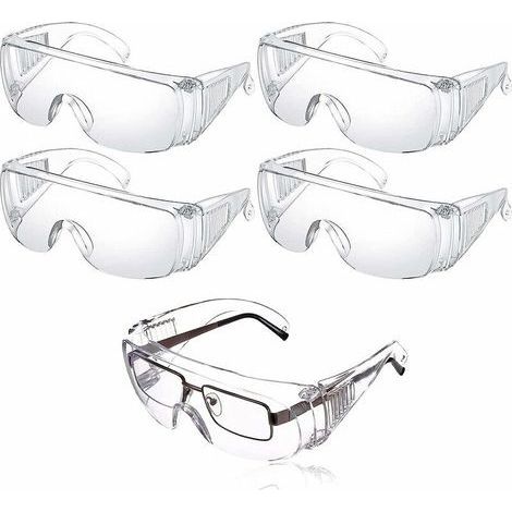 5 PièCes Lunettes SéCurité Contre Gouttelettes Protection Yeux Lunettes Anti-PoussièRe Lunettes SéCurité Transparentes Anti-BuéE Pour Un Usage Quotidien, Bricolage, Laboratoire, Soudage, Meulage (1/5)