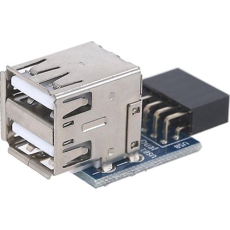 Mini adaptateur convertisseur interne USB 2.0 à 2 ports 9 broches femelle-femelle pour PC (1/4)
