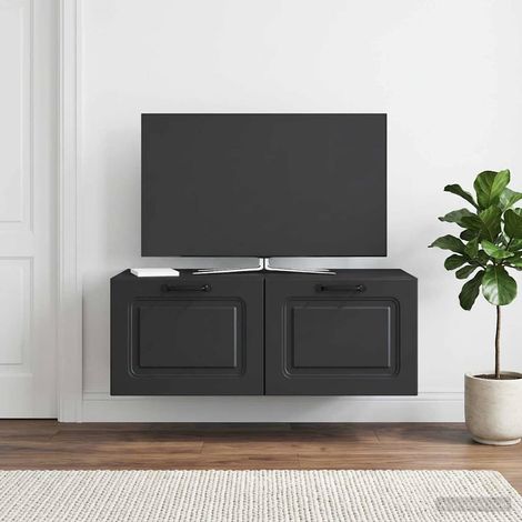 Meuble TV mural noir avec rangement en bois d'ingénierie 78,5 x 41 x 30 cm - PANGIVO (1/5)