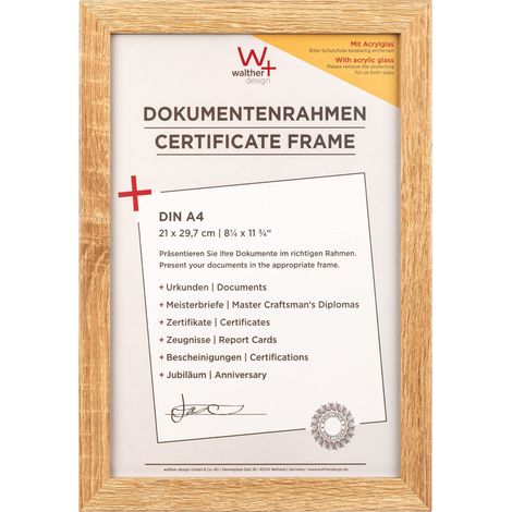 walther design EFX130E Fiorito Cornice in legno vetro artistico, 21x29,7 cm, rovere chiaro (1/4)