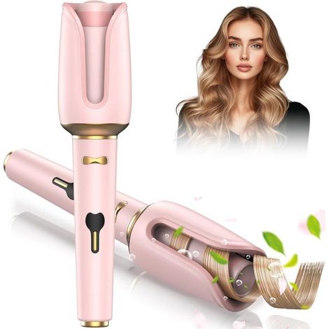 Ecleanfy - Fer à boucler automatique 32 mm - Fer à boucler intelligent, 4 températures réglables, écran LCD, chauffage rapide et sûr, rose (1/5)