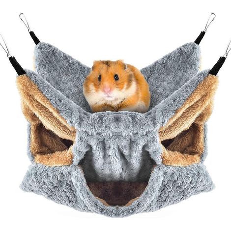 Hängematte für Kleintiere, dreistöckiger Käfig für Frettchen, Gleithörnchen, warme und flauschige Hängematte, Versteck für Grauhamster (1/5)