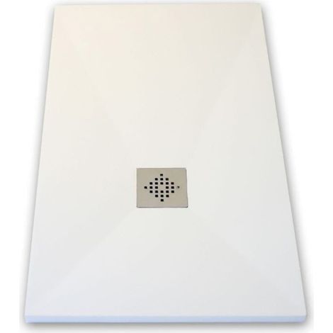 Piatto doccia ultrasottile 100 x 140 cm PURE in resina finitura ardesia bianco
