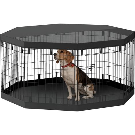 Enclos pour chiots, hauteur 76 cm / environ 2,5 m², 8 panneaux, panneaux de sol, panneaux de toit combinés