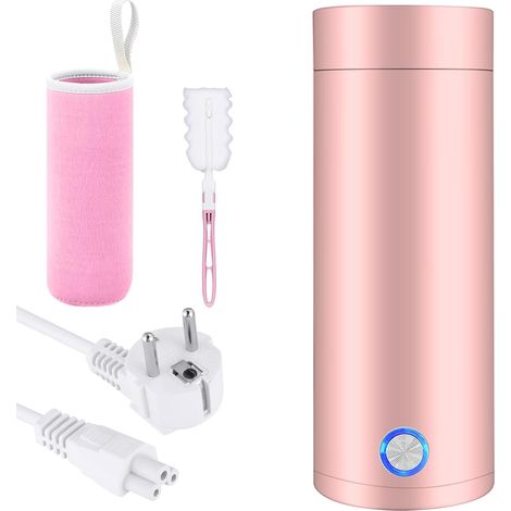 Bouilloire portable - Mini bouilloire de voyage de 400 ml - Bouilloire électrique de voyage 3 en 1 - Blanc - Avec arrêt automatique - Revêtement intérieur en acier inoxydable 304 - Mini tasse (1/5)