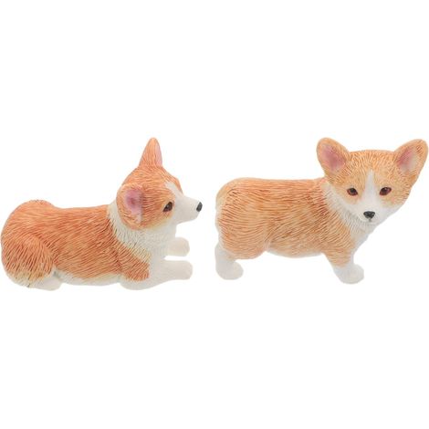 Figurines de Chien Corgi en Résine Orange 2pcs, Décoration de Bureau et Voiture, Sculptures Miniatures d'animaux Vives Décor Créatif (1/5)