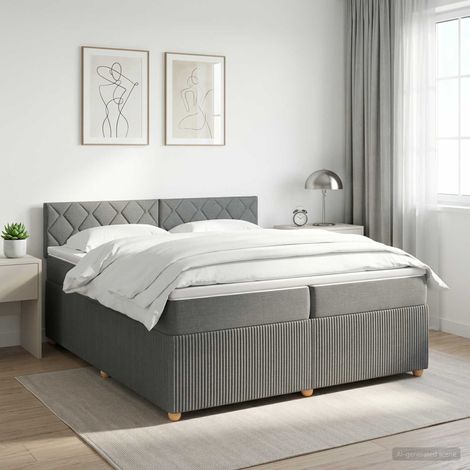 Cama box spring con colchón Gris oscuro 200 x 200 cm Tela (1/5)