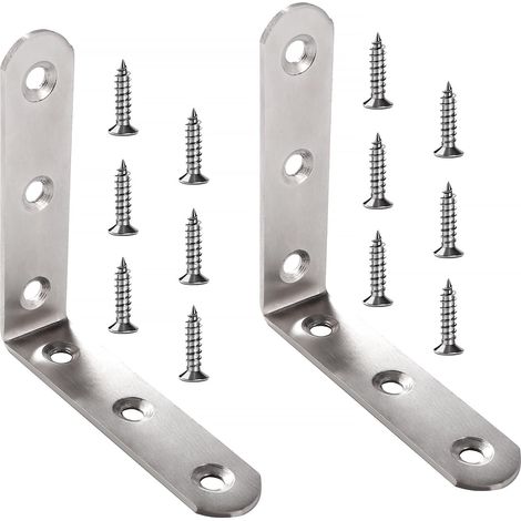 2 Pièces 85x85x20x2.5 mm Equerre Fixation Forme de L Équerre, Équerre de Coin en Acier Inox, Support de 90 Degrés, Support Angle Droit, avec 12 Pièces Vis, pour Bois Meubles Placard (1/5)