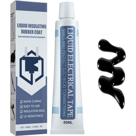 Colle Isolante Liquide,50ML Caoutchouc Liquide Noir,Séchage Rapide et Imperméable,Revêtement en caoutchouc étache Haute Température pour Circuits Imprimés Câbles et Appareils Électroniques (1/5)
