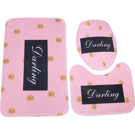 Tapis De Bain Et Abattant Wc - Ensemble 3 Pièces En Flanelle Douce Antidérapante Pour Salle De Bain (1/5)