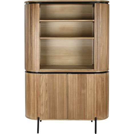 Etagère, meuble étagère en bois de paulownia coloris naturel et métal noir - longueur 110 x profondeur 39 x Hauteur 170 cm (1/5)