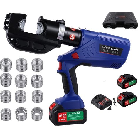 Pince à sertir, Force de sortie maximale 120 kN, Plage de sertissage Cuivre 400 mm², Plage de sertissage Aluminium 300 mm², Course de travail 42 mm, Batterie rechargeable DC 18V 4Ah (1/5)
