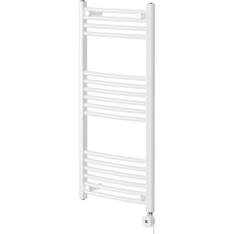Marco White 1000mm x 500mm Curved Digital Thermostatic Electric Heated Towel Rail (1/5)
