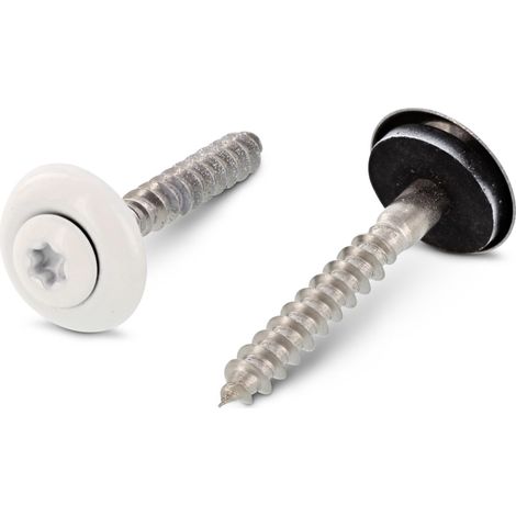 Vis faitage Tête fraisée bombée TFB TORX T20 Inox A2 RAL9010 blanc pur 4.5X25 Rondelle d'étanchéite EPDM-10 pièces