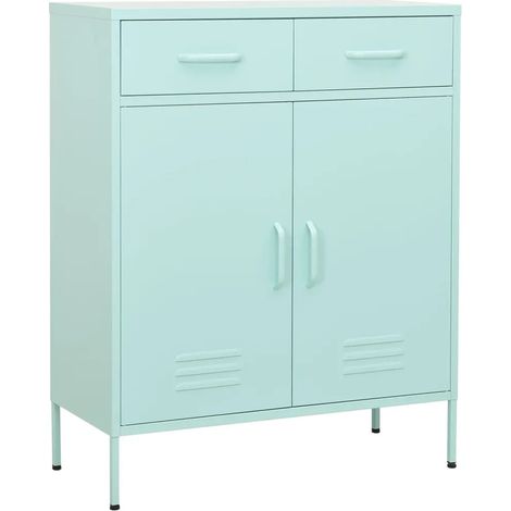 Mobile contenitore moderno con cassetti estraibili 80 x 35 x 101,5 cm acciaio color menta 020046849