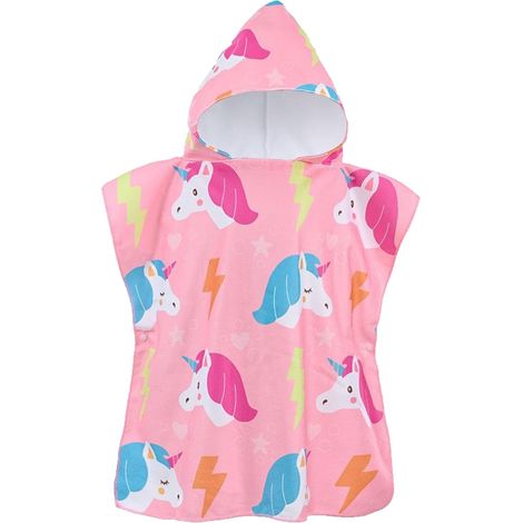 Poncho à capuche pour enfants, serviette de plage, serviettes de bain pour enfants, peignoir à langer de plage, serviette de bain, poncho pour garçons et filles (60 x 60 cm) (1/5)