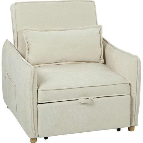 Sillón cama convertible con función cama, color crema, 3 en 1 (1/5)