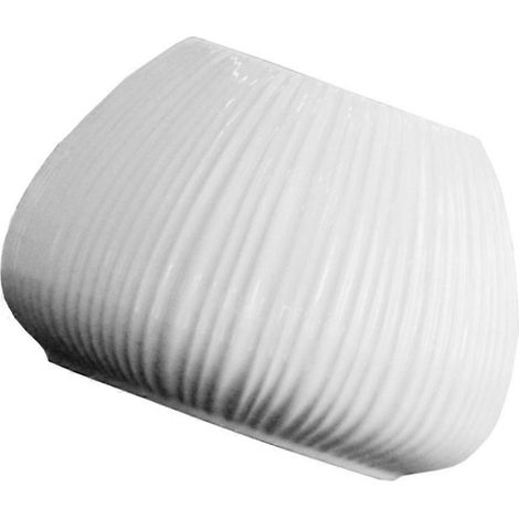 Pot/vase en céramique blanche, objet de décoration de bureau, orné de petites rayures verticales. (1/5)