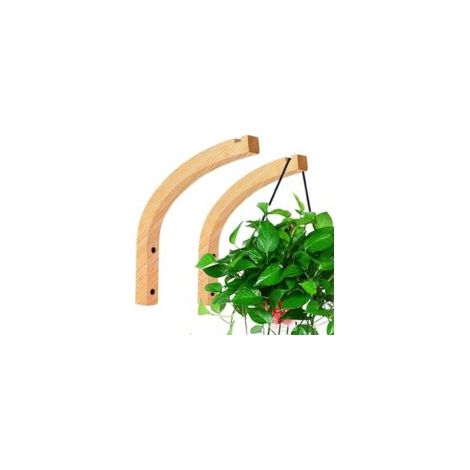 2 Morceau De Bois Pot Suspendu Mural Bois Crochet Pflanzenhalterung Support Lanterne Mur Crochet Plantes Mural Bois Blumenampelhalter Plantes Planteurs Suspendu Crochet (1/3)