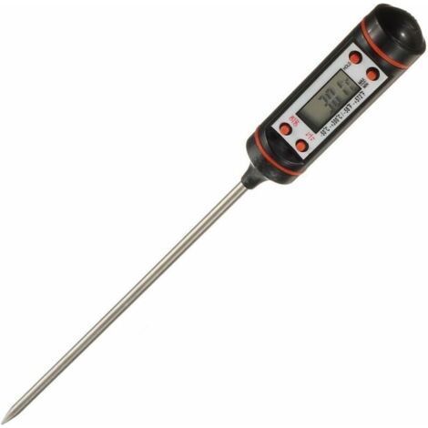 Termómetro de cocina, termómetro digital de acero inoxidable para carne, sonda larga, pantalla LCD precisa. (1/5)