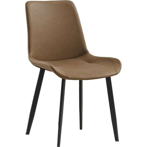 Pack de 2 sillas para cocina o comedor Lis tapizado simil piel marrón envejecido, 83cm(alto) 50cm(ancho) 47cm(largo) (1/4)