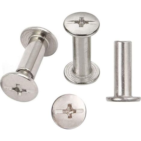 Lot de 30 vis de reliure nickelées 5 mm x 15 mm – Acier au carbone résistant à la rouille – Pour décoration et réparations précises (1/4)