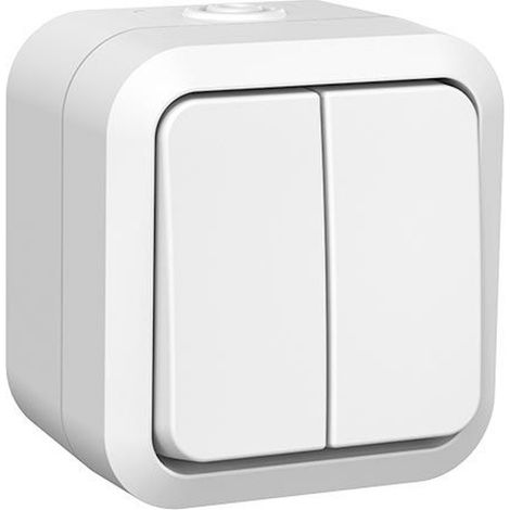 QUARX AQUAPRO INTERRUPTEUR DOUBLE ÉTANCHE COMPLET BLANC IP55 - 9668 (1/4)