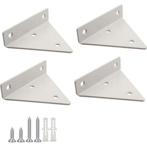 4 Pieces Floating Shelf Brackets, Metal Triangle Shelf Support, Concealed Wall Shelf Brackets with Screws for Living Room, Bedroom, Bathroom Decor - White (1/5)