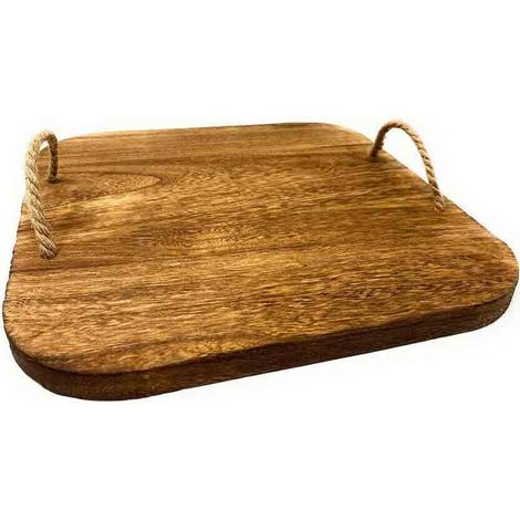 Vassoio in Legno per aperitivo con Manici in Canapa Tagliere per servire Finger Food antipasti quadrato