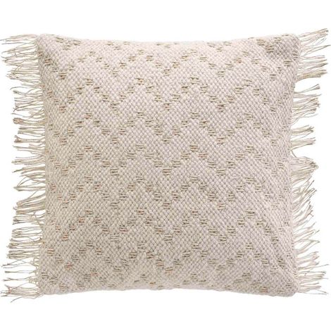 Housse de Coussin Franges 40x40 cm Coton/Polyester + Fils Métallisés - IKAT (1/4)