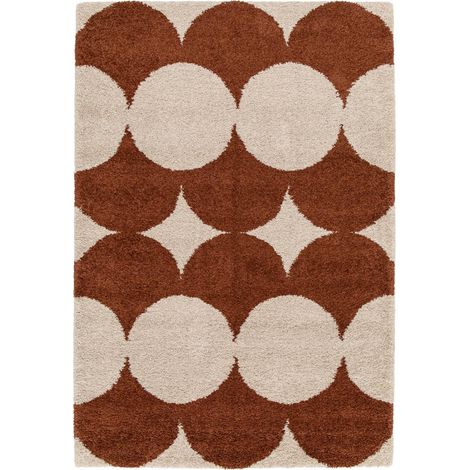 sweeek - Teppich für Indoor mit runden Motiven in creme und terrakotta - 80 x 150 cm (1/5)