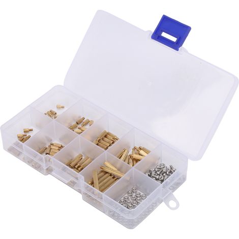 Kit de 260 entretoises, écrous et entretoises en laiton fileté M2, assortiment de 2 pièces, fournitures industrielles (1/5)