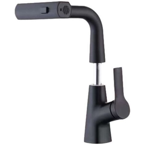 Robinet de cuisine avec douchette, robinet à cuvette en alliage de zinc à démarrage à froid avec bus pivotant, robinet à triple mode de pulvérisation, mitigeur avec douchette extractible, pis (1/5)
