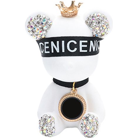 (Exclusivité Asie du Sud-Est) Adorable ourson en strass pour grilles d'aération de voiture, décoration intérieure, parfum d'ambiance pour voiture (femme), parfum léger longue durée, ourson blanc aux y (1/5)