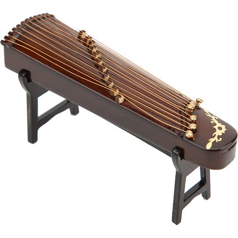 Modèle miniature de cithare chinoise en bois, instrument de musique miniature, décoration de bureau, cadeau, 10 cm (1/5)