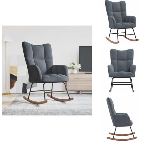 Schaukelstuhl Dunkelgrau Samt - Samtsessel - Schaukelstuhl - Wohnzimmersessel - Lounge Chair - Gemütlicher Sessel (1/5)