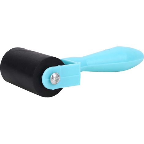 Rouleau en caoutchouc pour gravure avec manche en plastique de 3,5 cm, outil de tamponnage artistique (bleu)