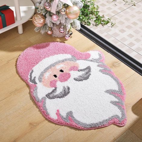 Santa Claus bathroom mat for living room, pink Christmas mat, absorbent, washable, non-slip, soft, thick, durable, 5080 cm. (1/5)