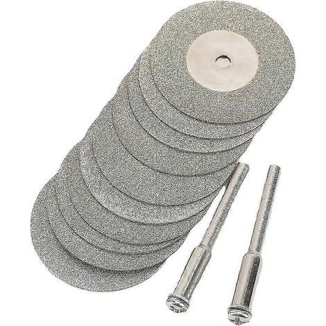 10 disques de coupe diamantés de 30 mm, lames de scie diamantées miniatures avec 2 embouts de 3 mm pour perceuse Dremel et outil rotatif. (1/5)