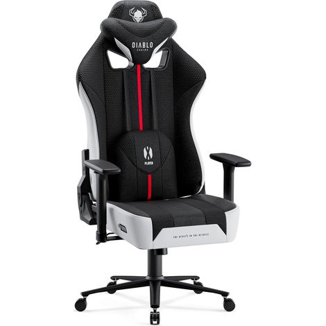 Chaise gaming Diablo X-Player 2.0 en tissu: Taille King: Blanche-Noire