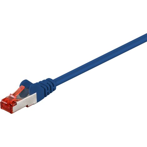 Goobay Cat6 S/FTP CU 10m Bleu, pour connexion Internet, réseau Ethernet LAN, connexion filaire