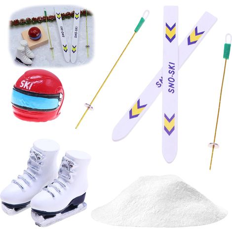 Accessoires de lutin de Noël, lutin miniature avec bâtons de ski, décoration de traîneau, décorations de Noël pour enfants (1/5)
